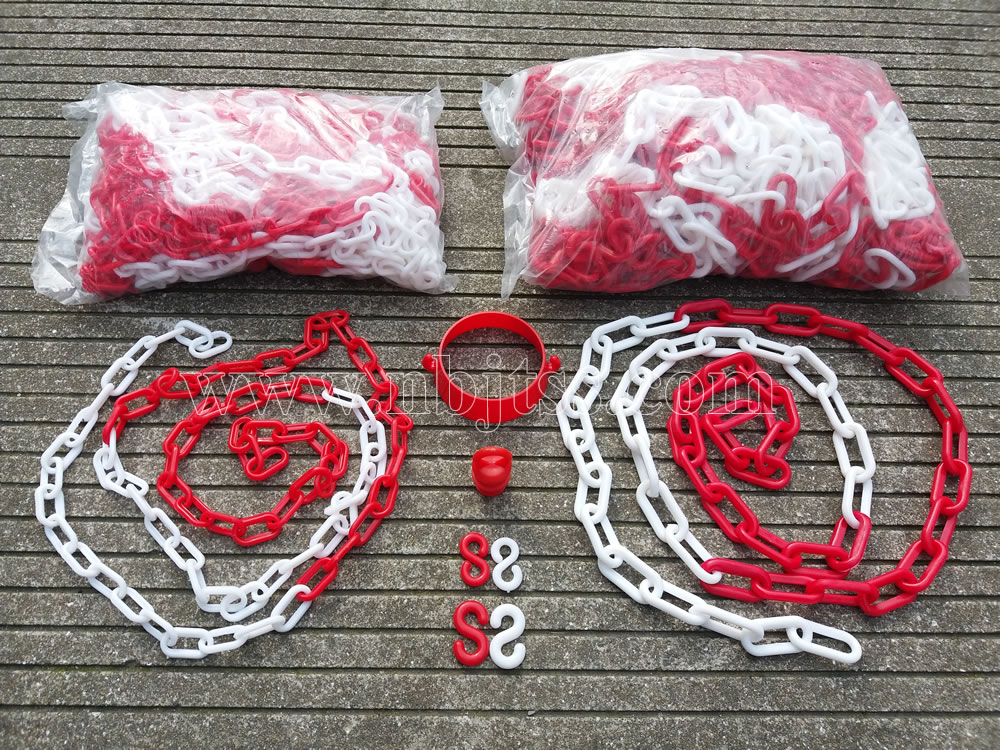 塑料链条红白8个厚6个厚警示链条路障路锥防护链条路障锥雪糕筒链接件