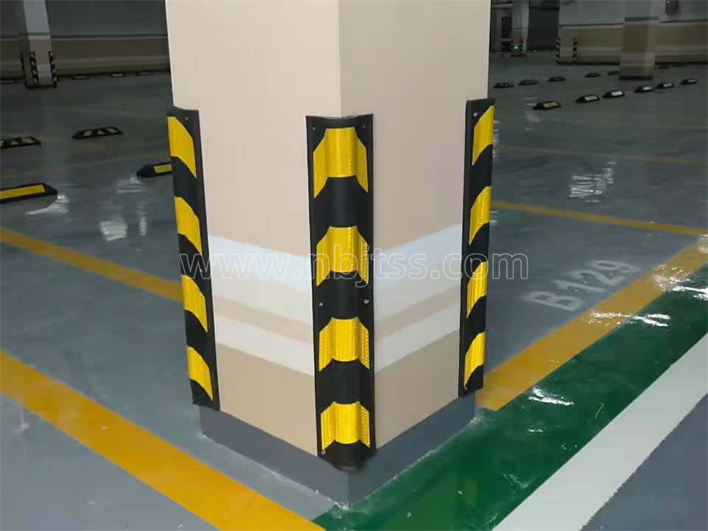 台州临洋橡塑反光圆角护墙角车轮定位器地下车库安装工程实例